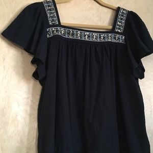 Vince Camuto Fancy Trim Top, Black, S